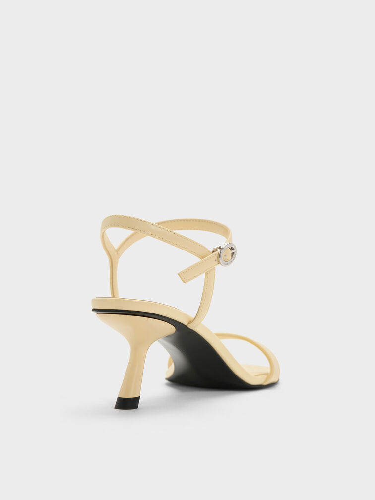 Sandal Ankle-Strap Slant-Heel, Yellow, hi-res