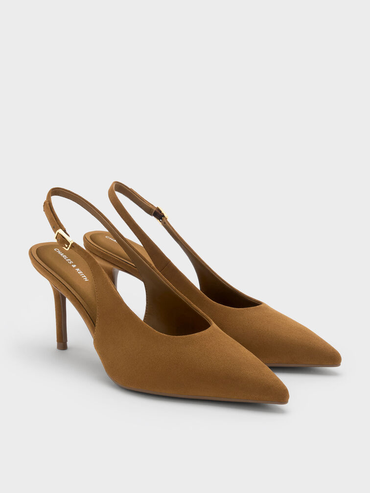 Sepatu Pumps Slingback Faux Suede Emelia, Camel, hi-res