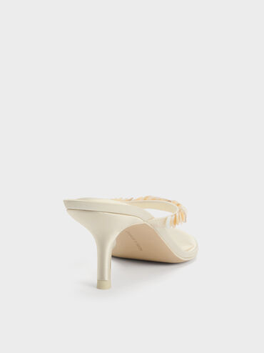 Sandal Thong Heeled Sequinned Briella, Cream, hi-res