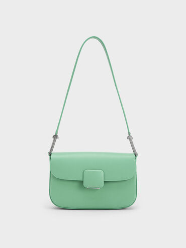 Koa Square Push-Lock Shoulder Bag, Green, hi-res