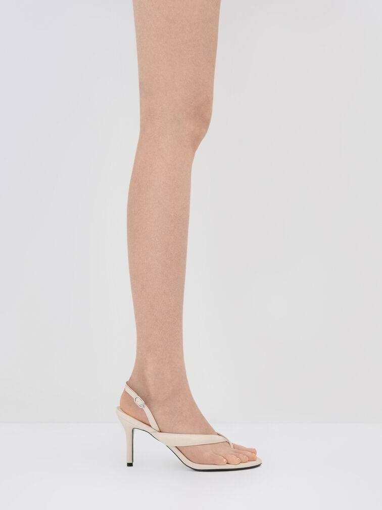Stiletto Slingback Thong Sandals, Chalk, hi-res