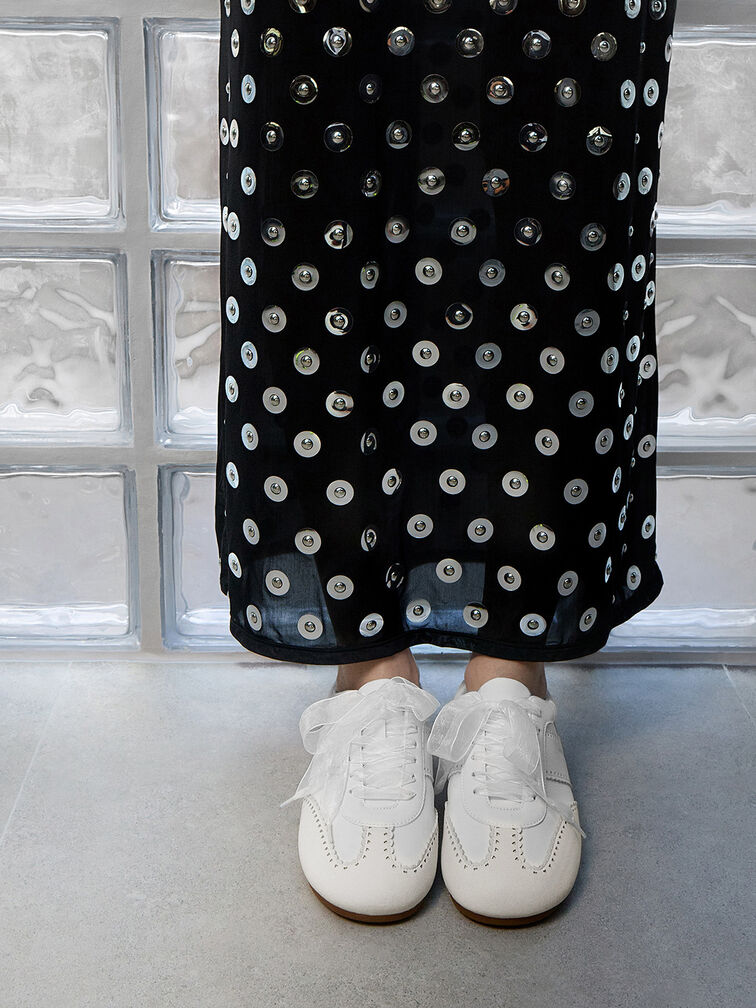 Sneakers Mary Jane Contrast-Panel Mesh, White, hi-res