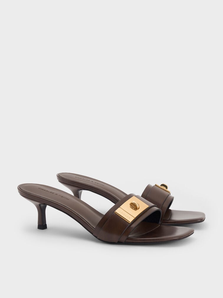 Sandal Mules Kitten-Heel Aelin, Espresso Brown, hi-res