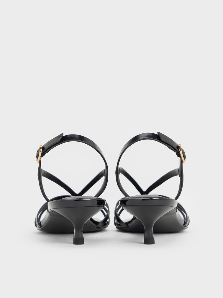 Strappy Kitten-Heel Sandals, Black Box, hi-res