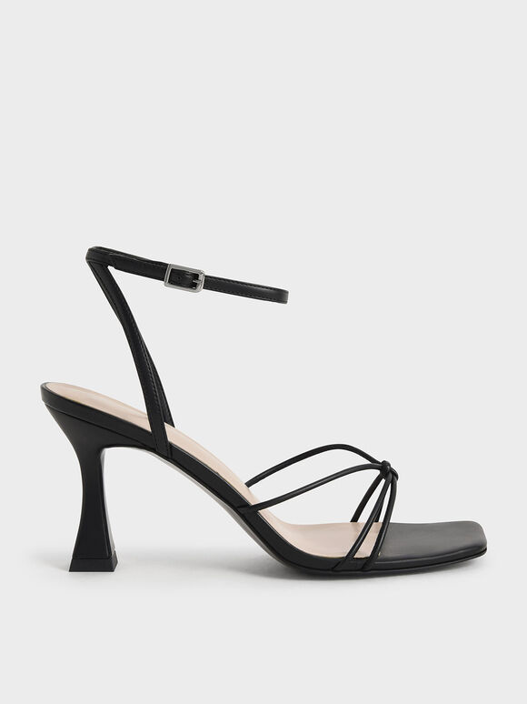 Sandal Ankle Strap Sculptural Heel, Black, hi-res