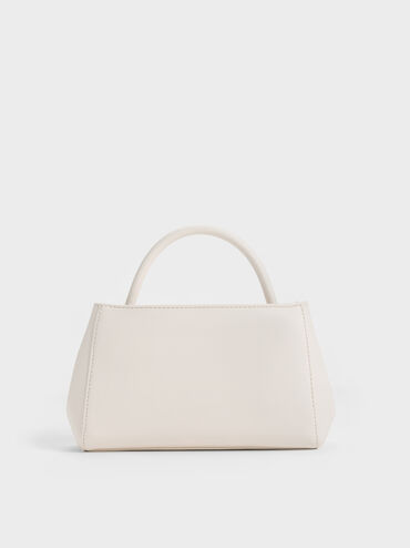 Tas Top Handle Panelled Bow Hazel, Cream, hi-res
