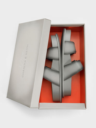 Sandal Gabine Buckled Ombre Leather, Light Grey, hi-res