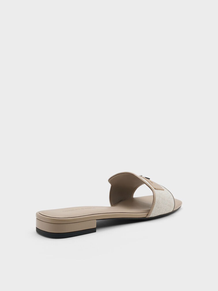 Griselda Felt Slide Sandals, Light Grey, hi-res