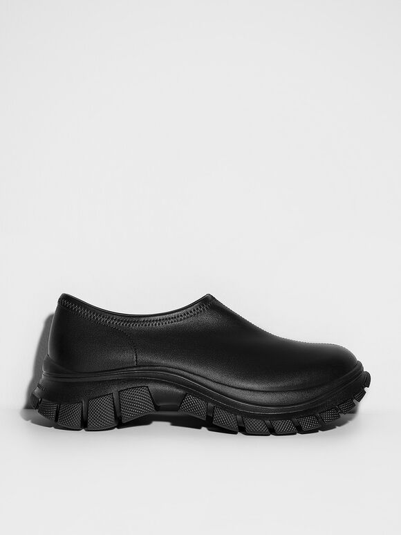 Chunky Ridged-Sole Sneakers, Black, hi-res