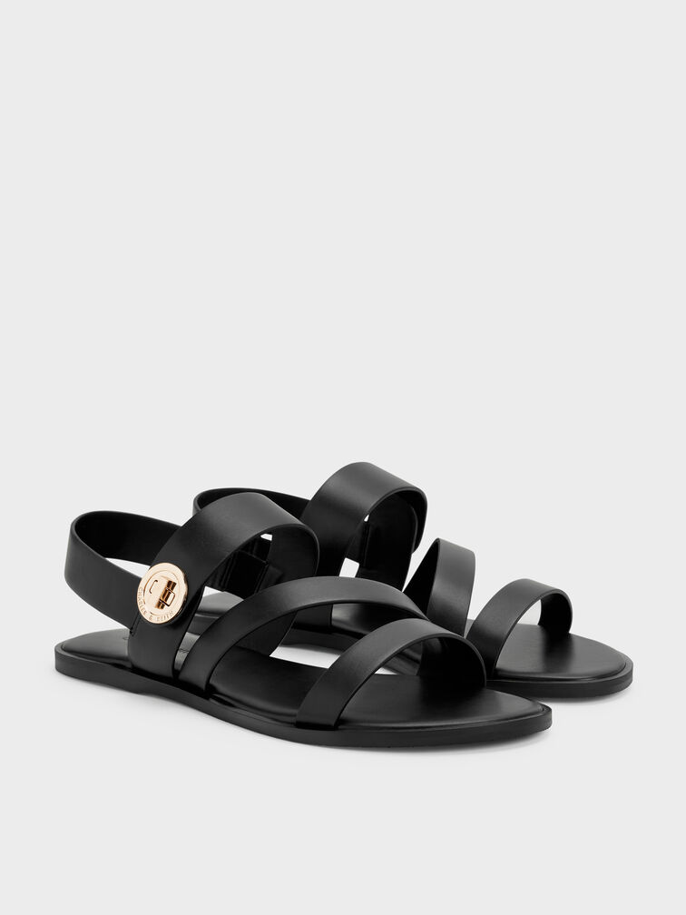 Sandal Strappy Turn Lock Yara, Black, hi-res