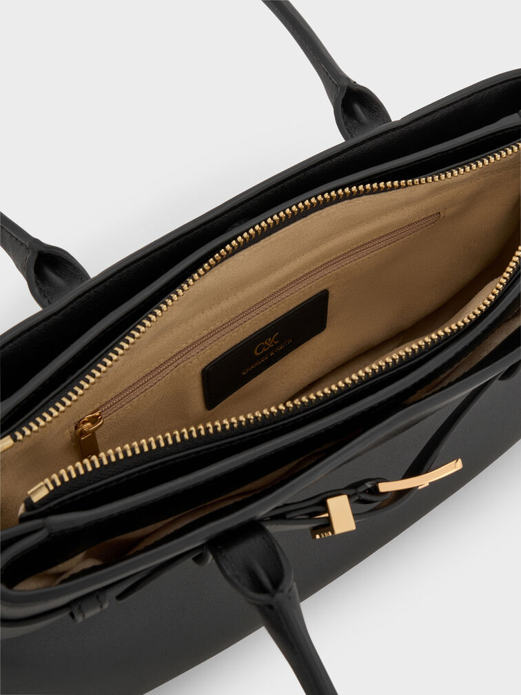 Jody Genuine Leather Belted Shoulder Bag, Black, hi-res