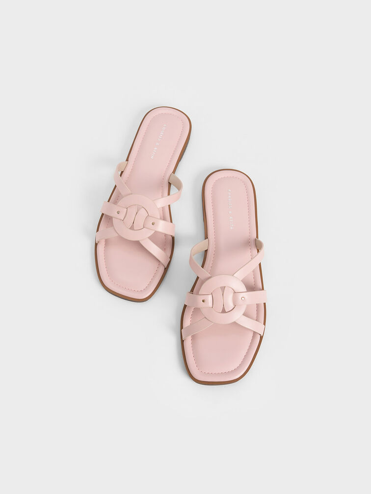 Sepatu Flats Strappy Ring Detail, Light Pink, hi-res