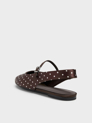 Imani Polka-Dot Slingback Flats, Dark Brown Textured, hi-res