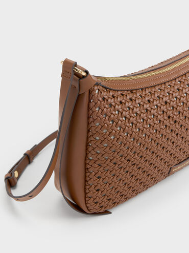 Tas Bahu Woven Calla, Chocolate, hi-res