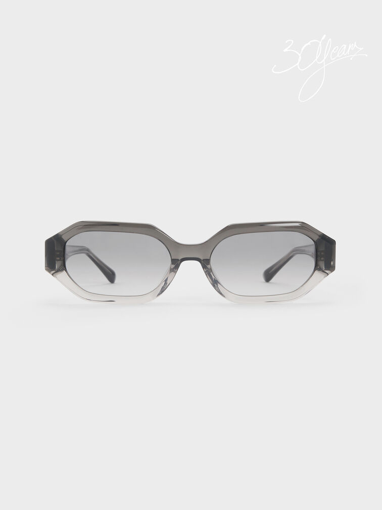 Kacamata Oval Gabine Ombre, Grey, hi-res