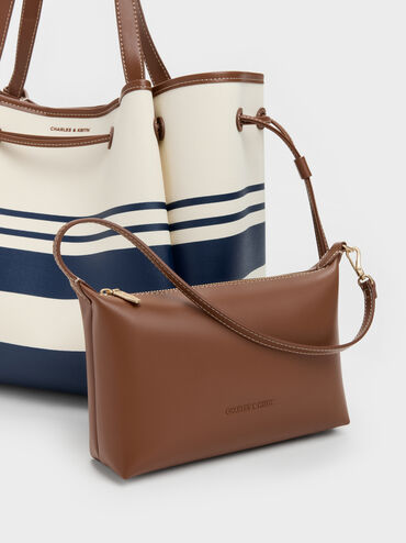 Tas Tote Drawstring Striped Hanya Canvas, Multi, hi-res
