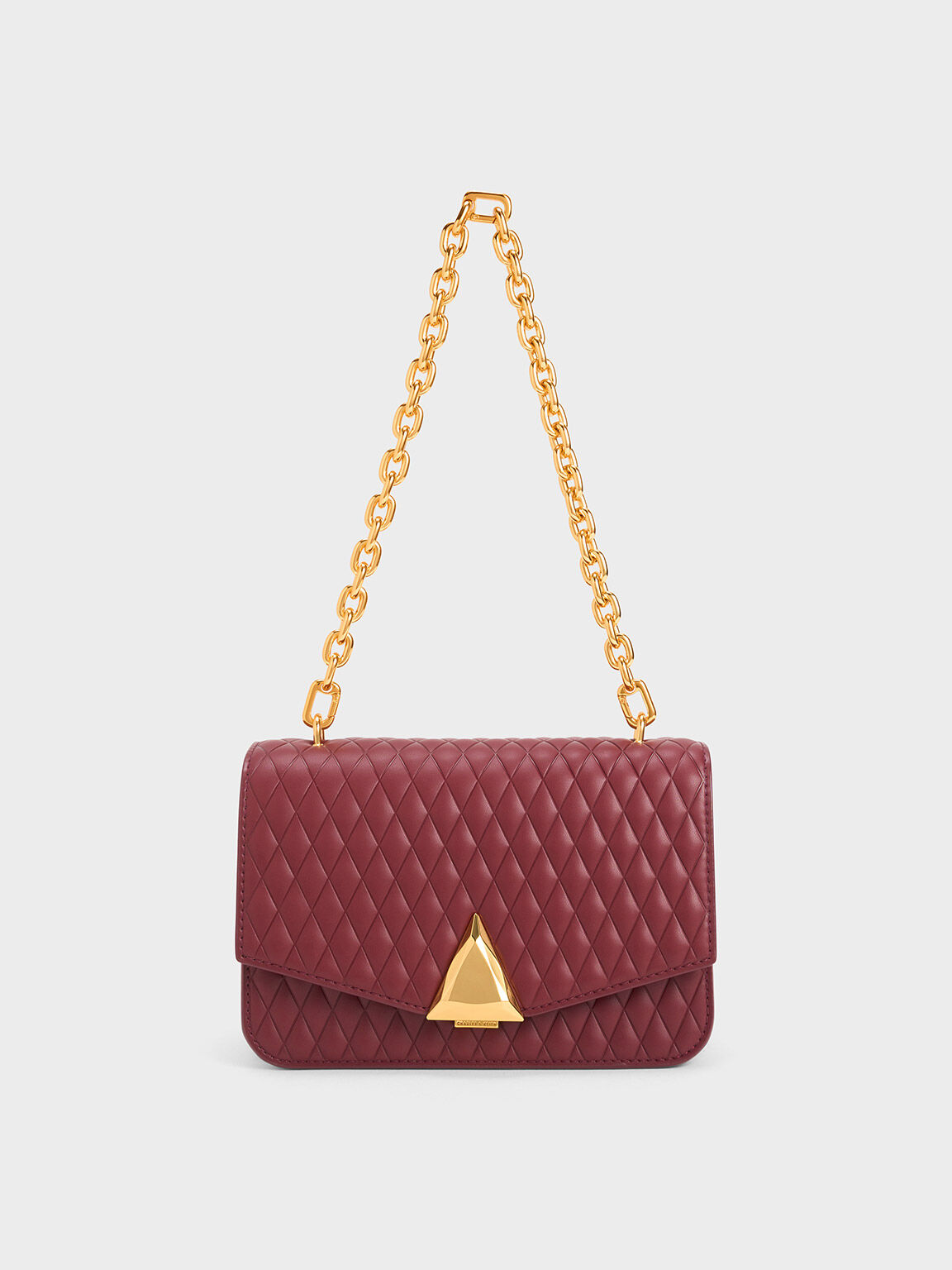 Tas Quilted Metallic Accent Quinlynn, Burgundy, hi-res