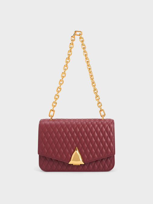 Tas Quilted Quinlynn Metallic Accent, Burgundy, hi-res