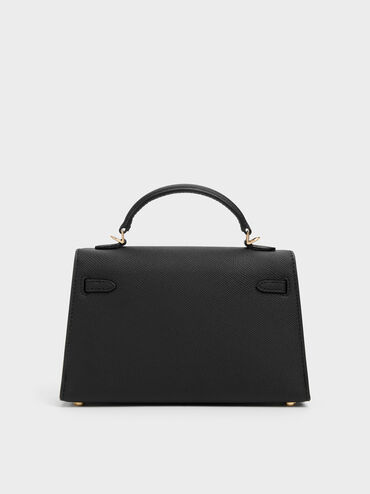 Tas Top Handle Knotted-Belt Tricha, Black, hi-res