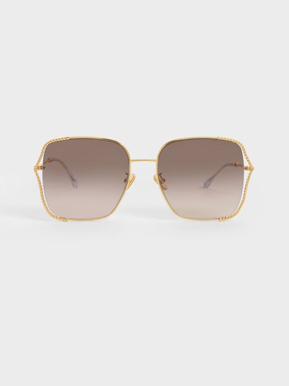 Tinted Butterfly Sunglasses, Gold, hi-res