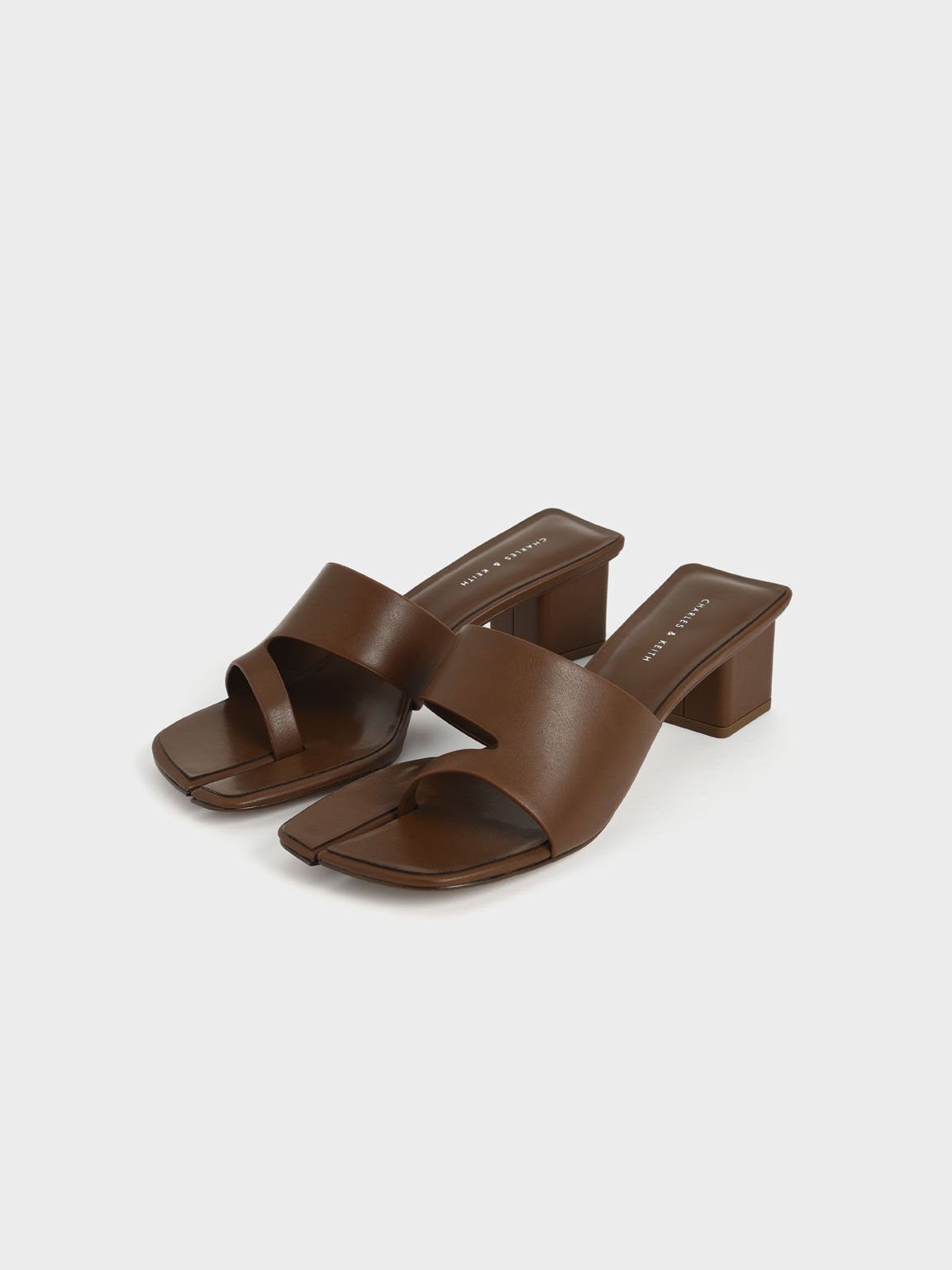 Cut-Out Thong Sandals, Brown, hi-res
