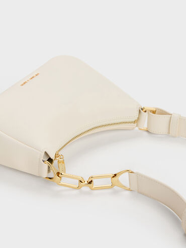 Tas Bahu Chain-Accent Agatha Mini, Cream, hi-res