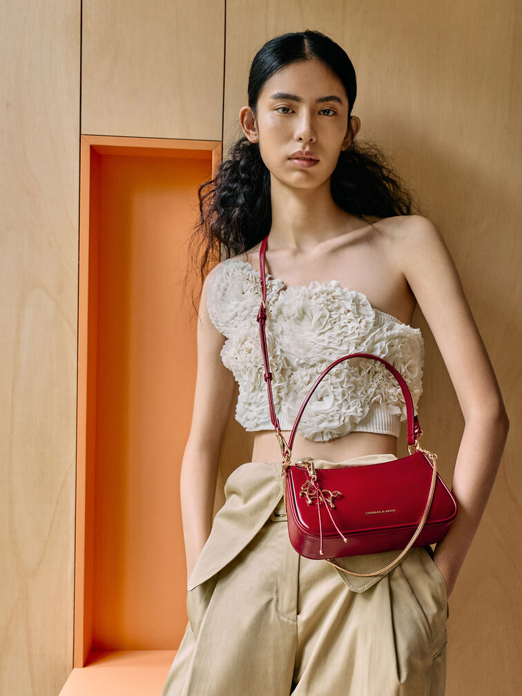 Tas Bahu Horse-Motif Elspeth, Tomato Red, hi-res