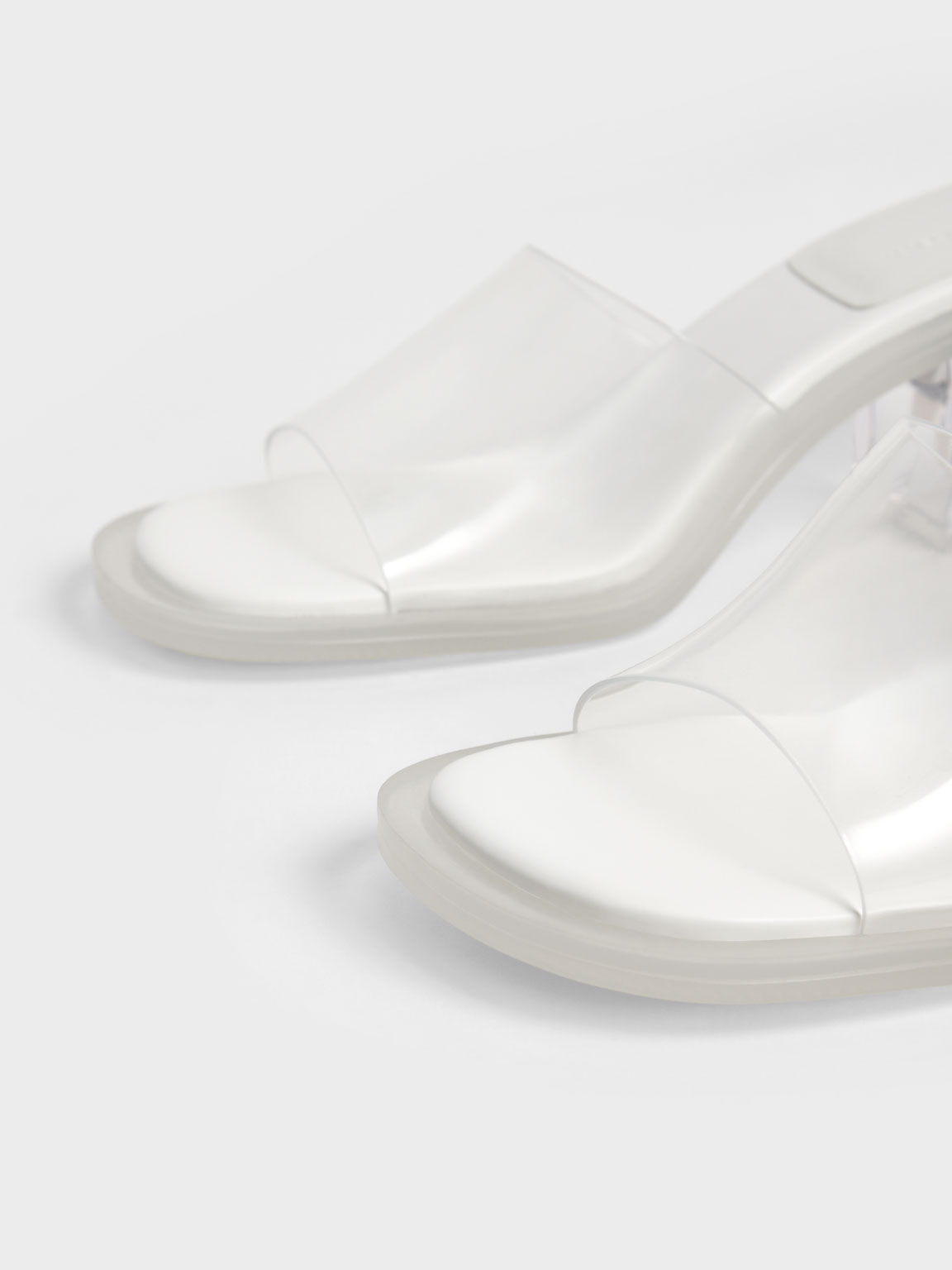 Madison Clear Sculptural Heel Mules, White, hi-res