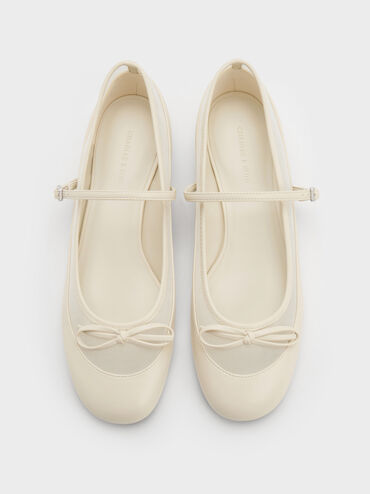 Sepatu Mary Janes Muligan Mesh, Chalk, hi-res