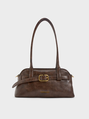 Tas Bahu Belted Studded Victoria, Distressed Coffee, hi-res