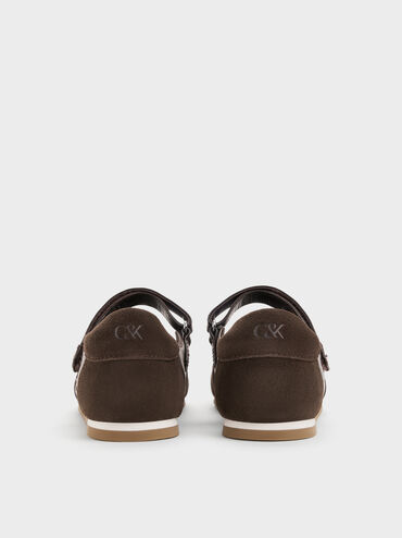 Sepatu Sneakers Mary Jane Suede & Leather Jace, Dark Brown, hi-res