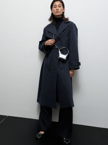 Tas Chain-Handle Eel-Effect Augustine Micro Metallic, Silver, hi-res