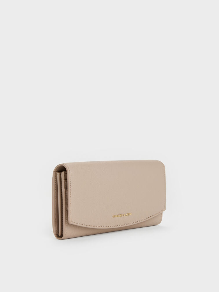 Dompet Long Curved Flap Briony, Taupe, hi-res