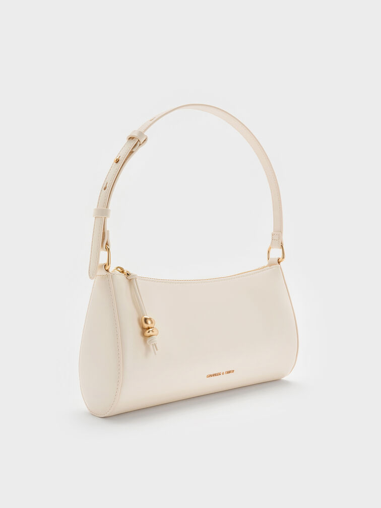 Augustine Sculptural-Detail Shoulder Bag, Cream, hi-res