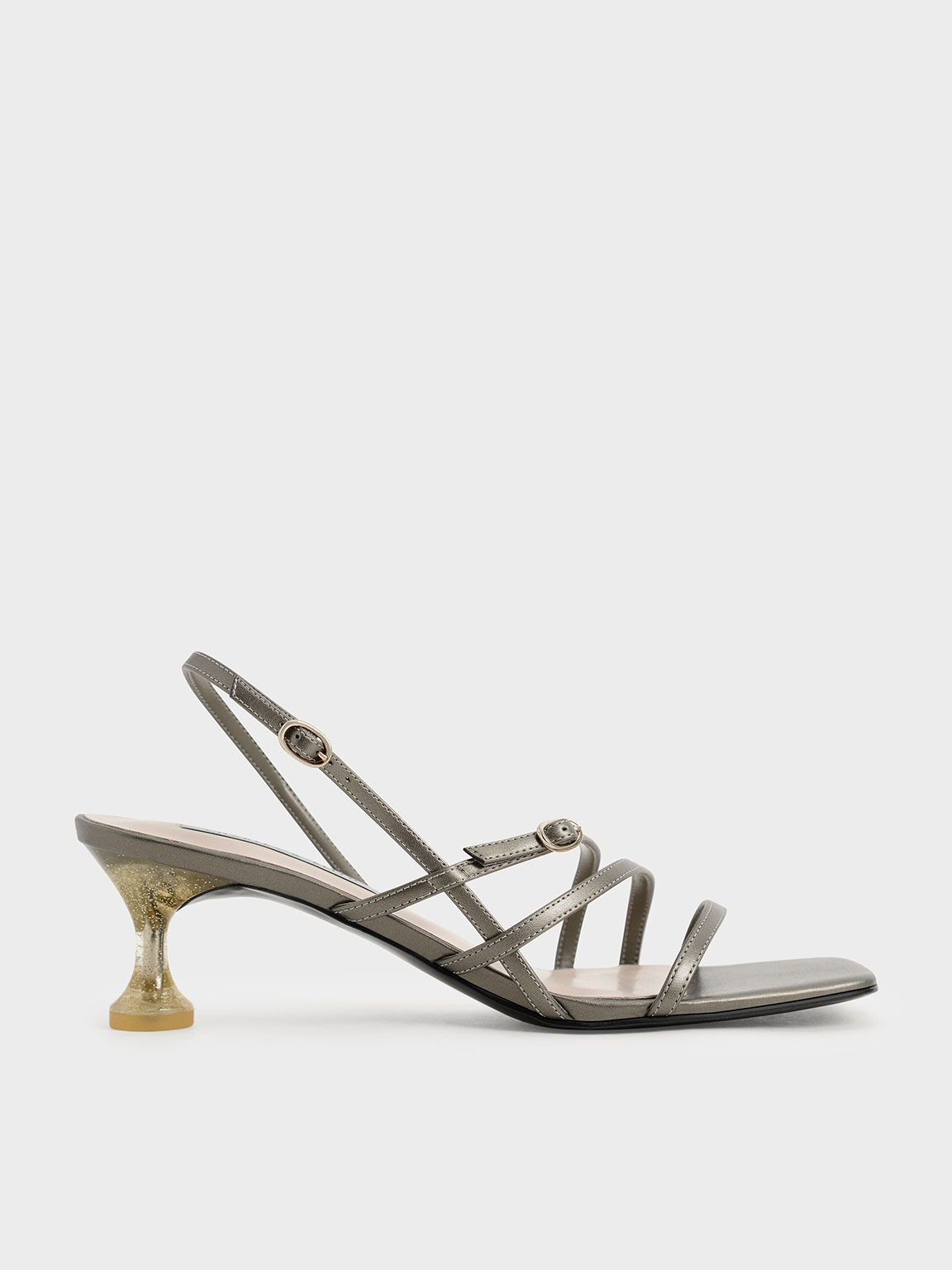 Bronze Sandal Sculptural Heeled Strappy 