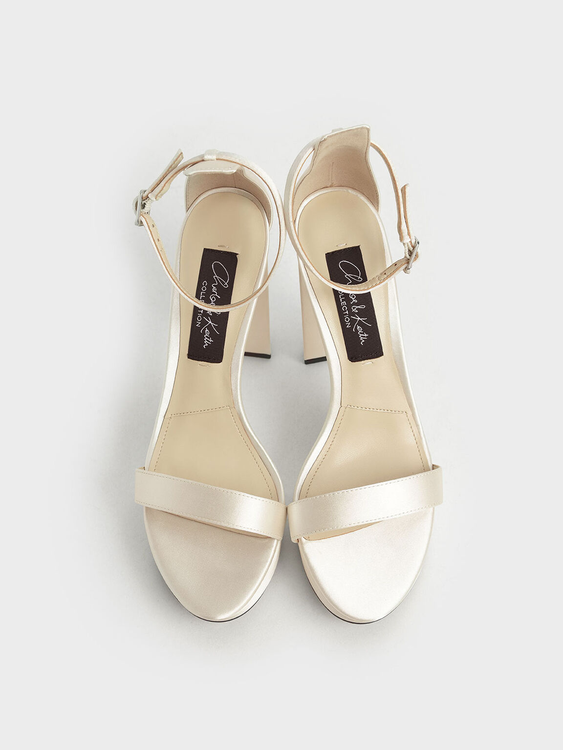 Wedding Collection: Satin Platform Sandals, White, hi-res
