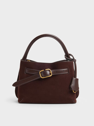 Tas Top Handle Victoria Belted, Espresso Brown, hi-res