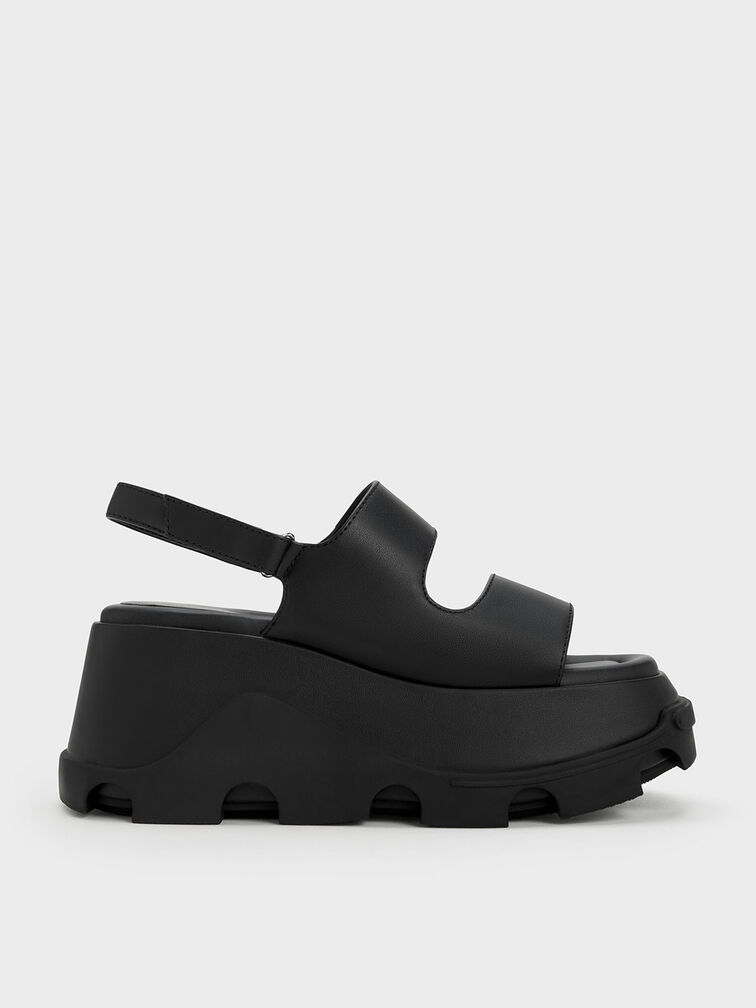 Sandal Asymmetric Platform, Black, hi-res