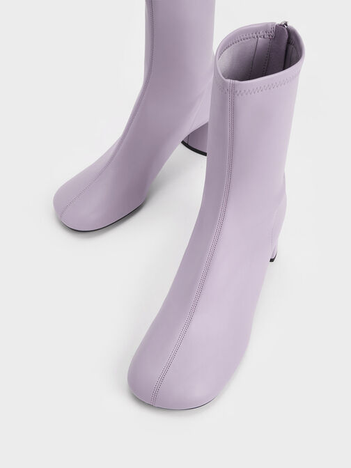 Sepatu Boots Ankle Round -Toe Zip-Up, Lilac Grey, hi-res