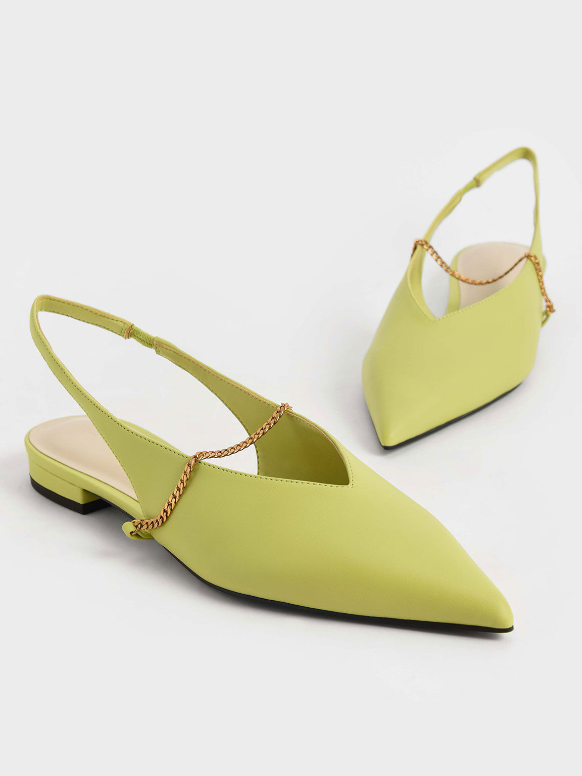 Lime Chain-Link Slingback Ballerina 