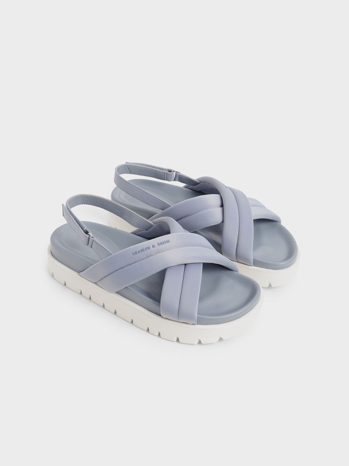 Recycled Polyester Padded Sports Sandals, Light Blue, hi-res