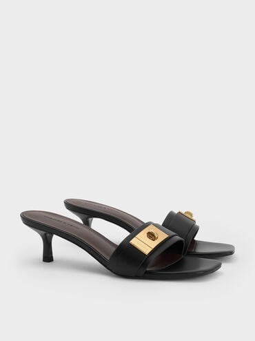 Sepatu Mules Kitten-Heel Aelin, Black, hi-res