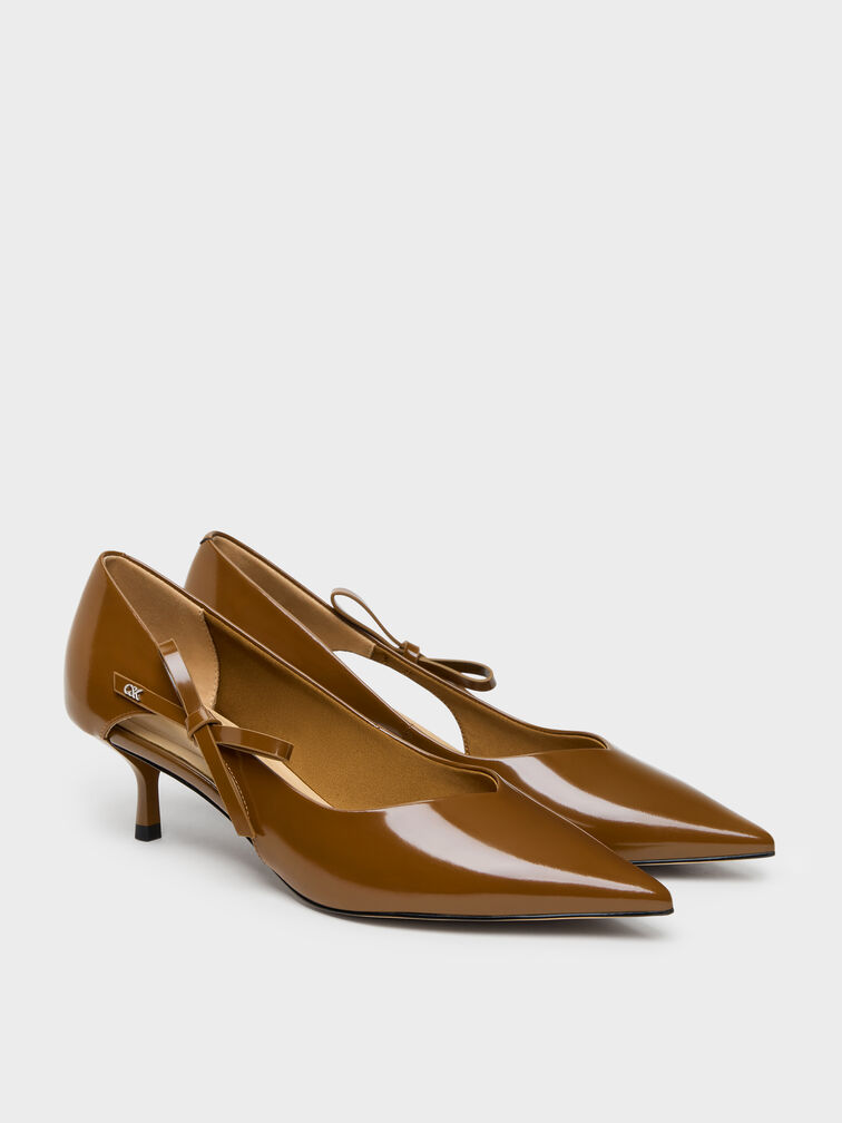 Anastasia Leather Kitten Heels, Brown, hi-res