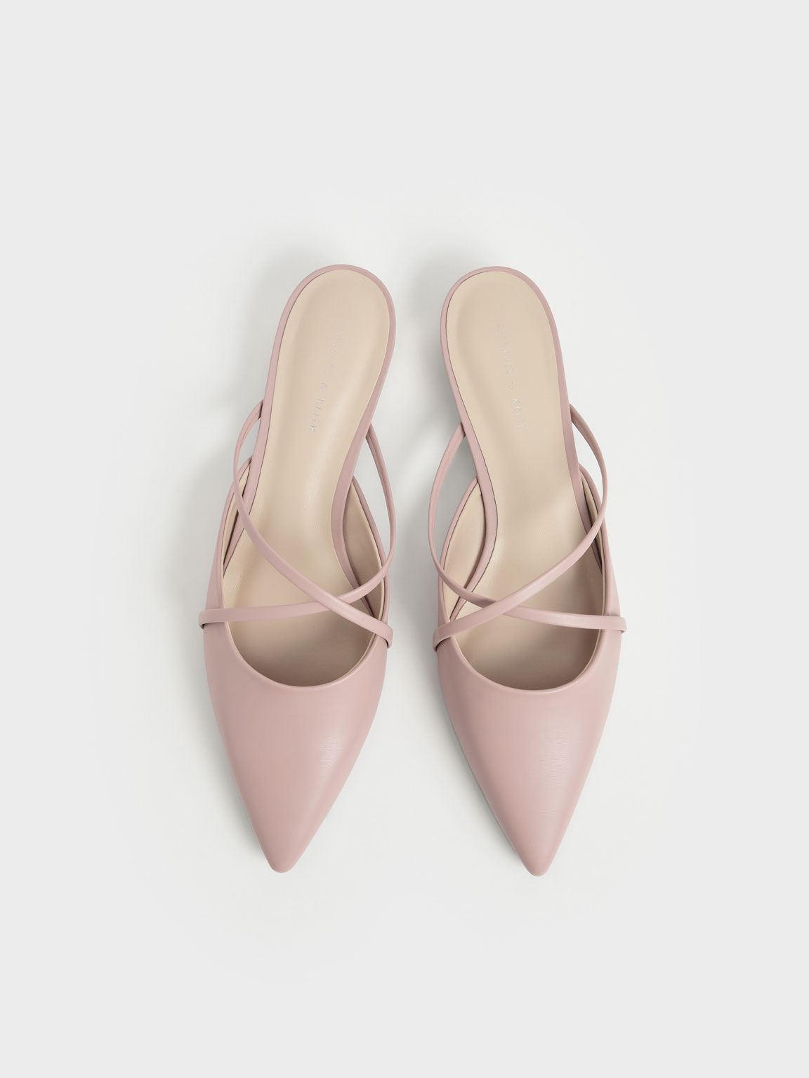 Pointed Toe Cross Strap Mules, Light Pink, hi-res