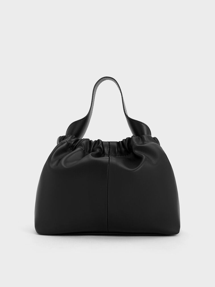 Tas Chain-Handle Ruched Slouchy Ally, Noir, hi-res