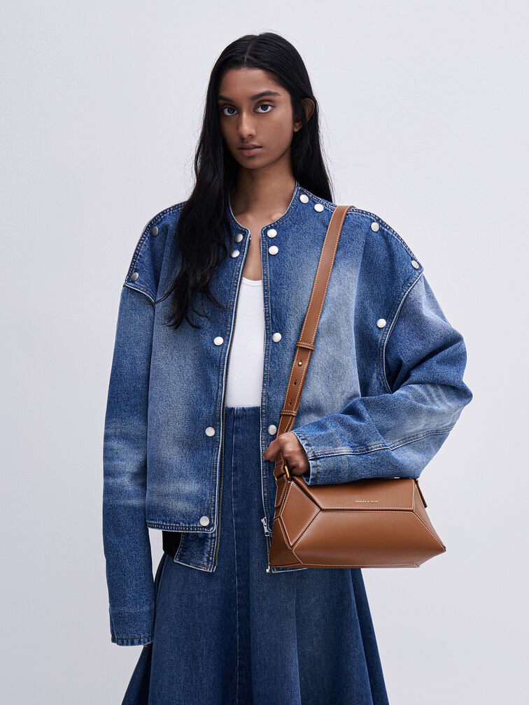 Tas Bahu Geometric Nasrin, Chocolate, hi-res