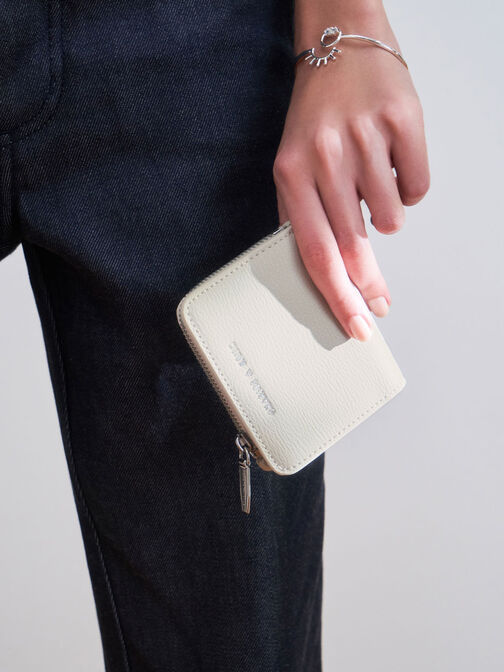 Zip Around Card Holder, Cream, hi-res
