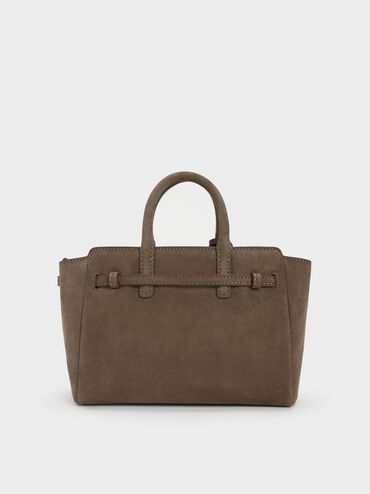 Tas Tote Belted Delfina Mini, Stone Grey, hi-res
