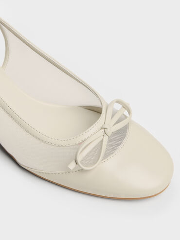 Sepatu Pumps Mesh Bow Slingback Mulligan, Chalk, hi-res