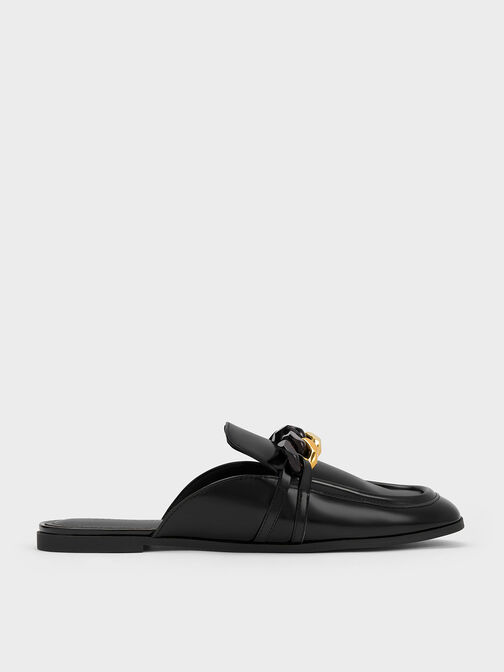 Sepatu Loafer Mules Chunky Chain-Link, Black Box, hi-res